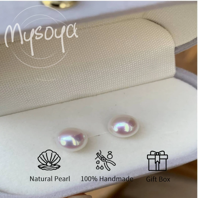 

Серьги MYSOYA с белым пресноводным жемчугом 6-7 мм/7-8 мм/8-9 мм с подарочной коробкой для нее/му, дня рождения/свадьбы/Рождества/новогоднего подарка