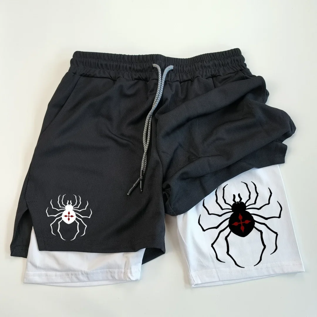 Anime Hunter x Hunter Performance Shorts for Men Breathable Spider Gym Shorts Summer Sports Fitness Workout Jogging Short Pants