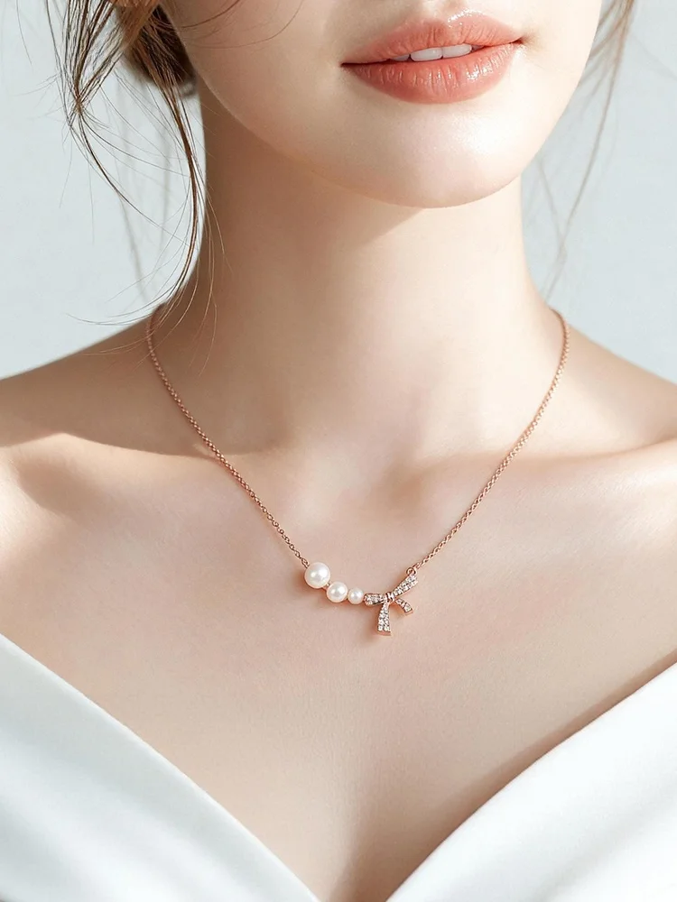 ajidou-パールネックレス-女性用-スイートバタフライノットペンダントデザインセンセーション鎖骨チェーンジュエリー韓国スタイル新作