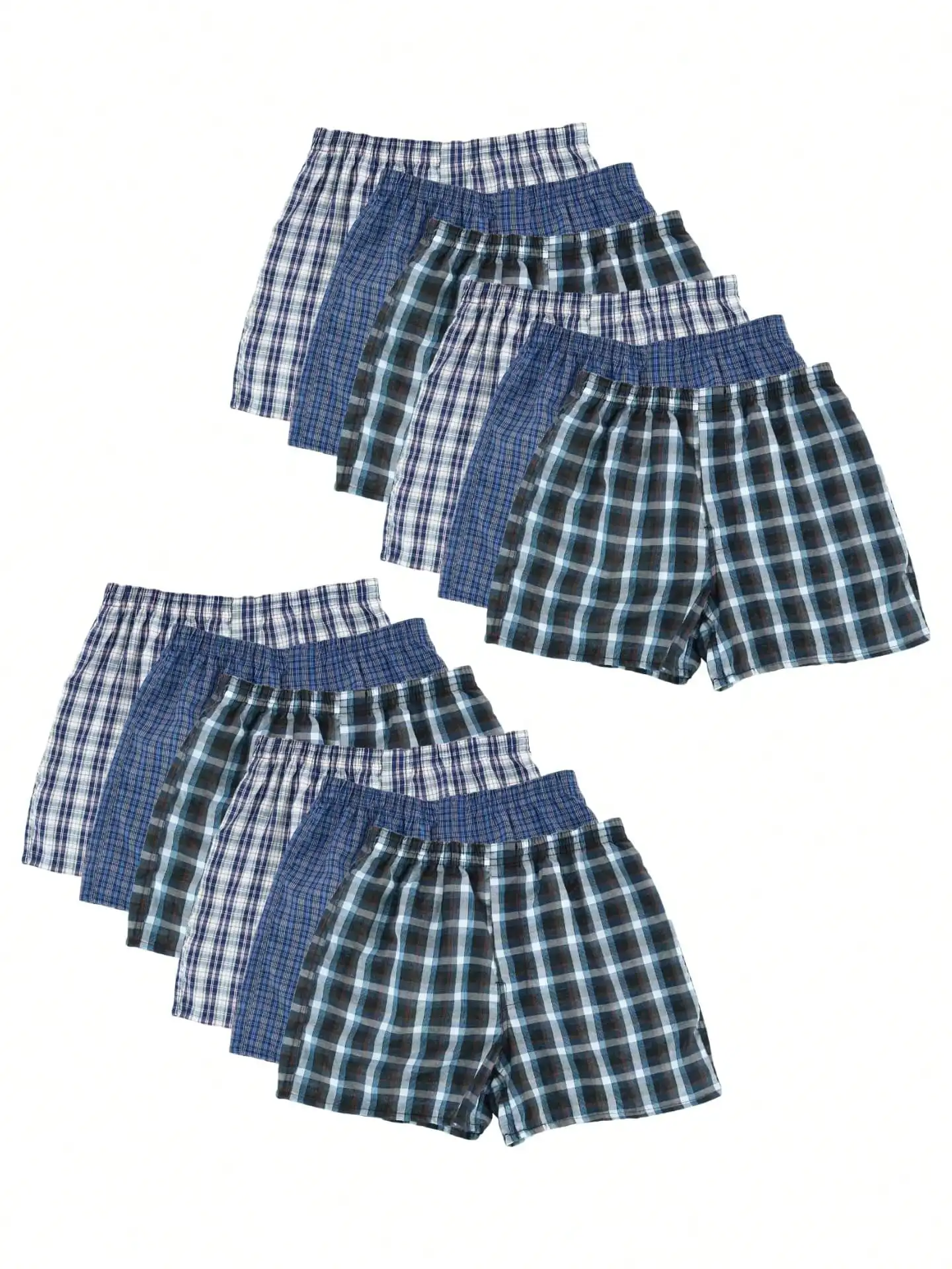 

Mens Boxer Shorts Random Mixed Plaid Pattern Soft Breathable Polyester Relaxed Fit Elastic Waist