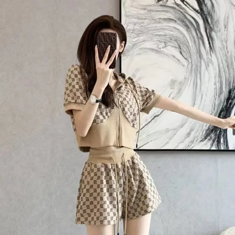 Short Sets For Women 2 Pieces Stylish Chic And Elegant Summer Fashion 2024 Woman Shorts Full Cheap Korean Style Offers Casual