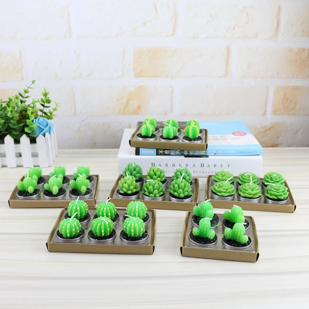 6Pcs Succulent Plant Candles Realistic Handmade Tealight Candles for Home Office Party Decoration Spa Relaxation Gift