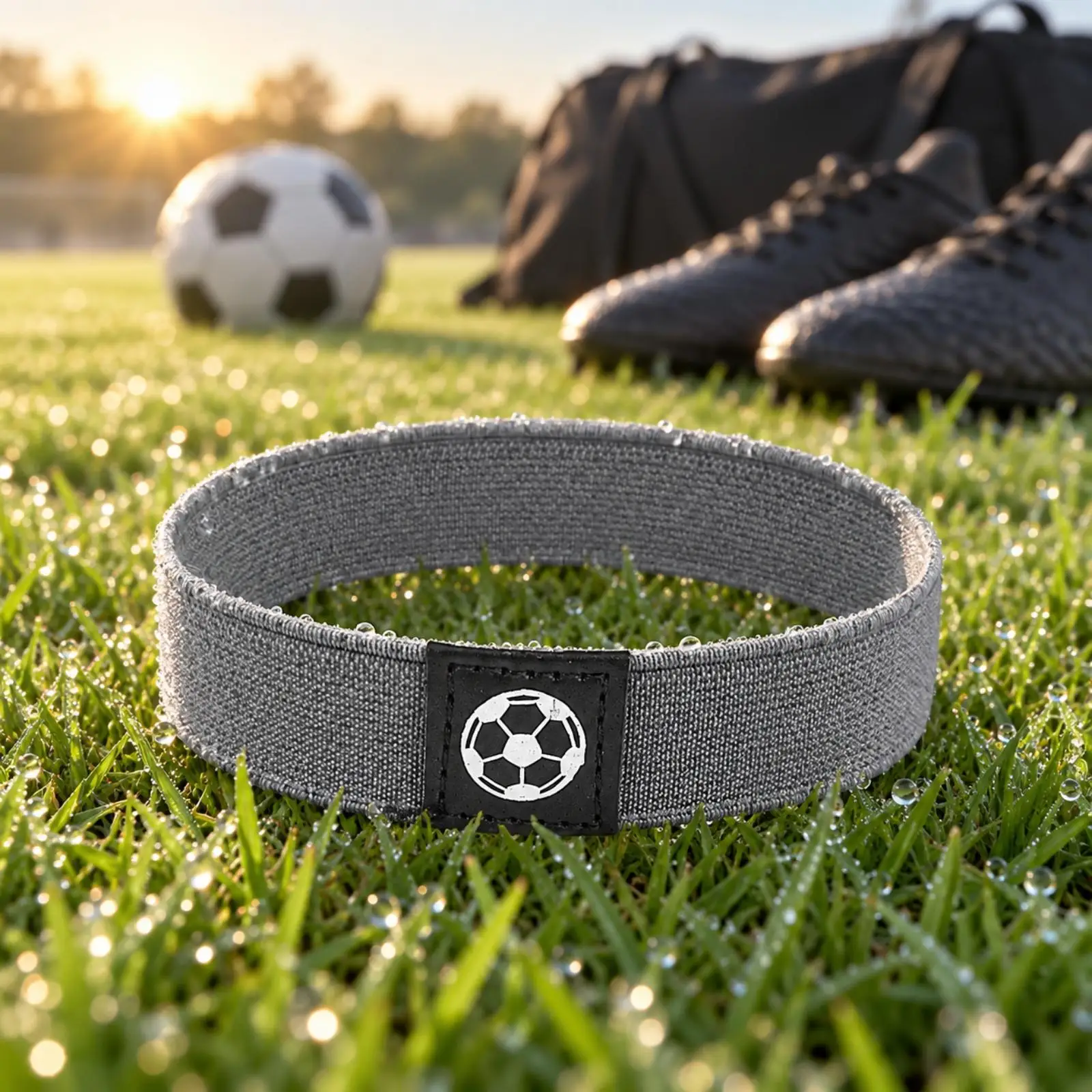 Elastic Shoe Strap with Soccer Symbol Stretch Shoe Upper Fixing Sleeve Slip-Resistant for Athletes, Sports Training