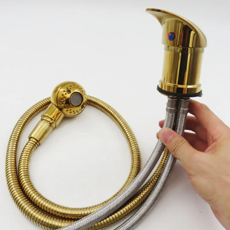Barber Shop Hair Salon Shampoo Faucet with Hot & Cold Water Switch Hand-Twist Mixing Shower Valve for Bathroom Use