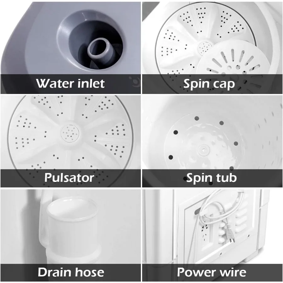 حوض مزدوج للغسالة المحمولة بسعة إجمالية 20 رطل يتميز بغسالة غسيل مدمجة سعة 12 رطلًا ودوار (8 رطل) متين D