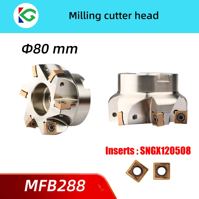 80mm Milling Cutter Head MFB288 CNC 88 Degrees Heavy Cutting Fast Feed Milling Cutter Disc FOR SNMU SNGX1205 Insert