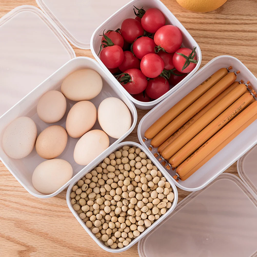 

4Pcs Lightweight Fridge Fruit Boxes Toughness Preservation Box Convex Corner Easy Open Close Sealer Fridge Crisper