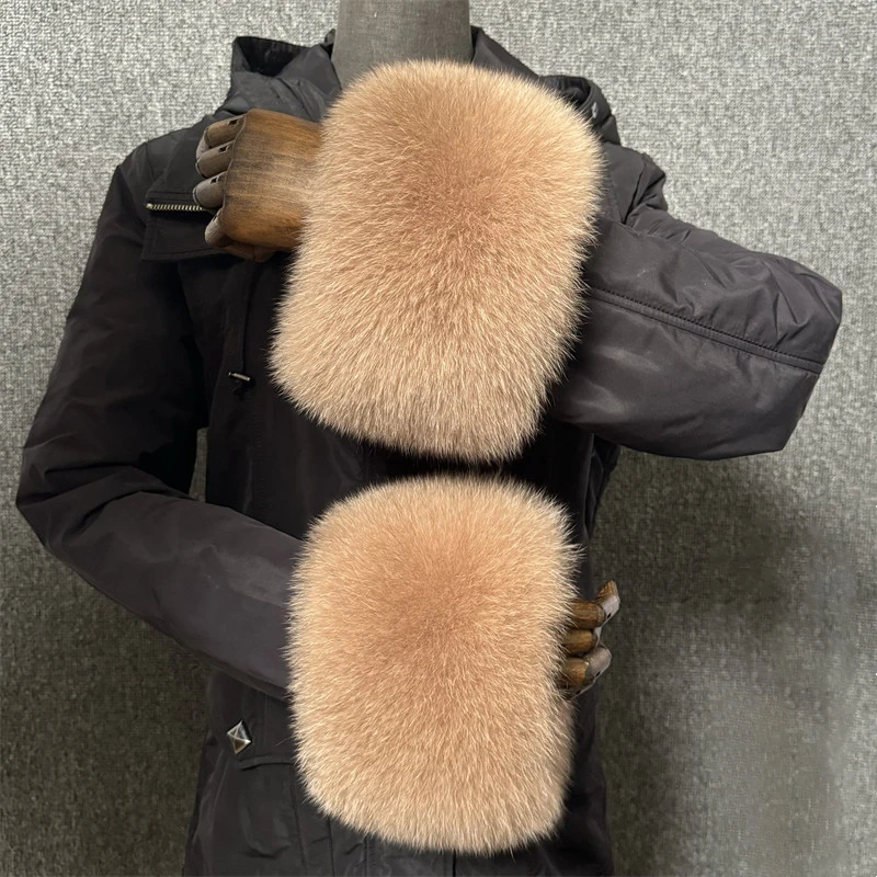 리얼 폭스 모피 커프스 팔 따뜻하게 여성 팔찌 천연 모피 팔찌 따뜻한 커프 의류 액세서리 겨울 코트 다운 코트 장갑