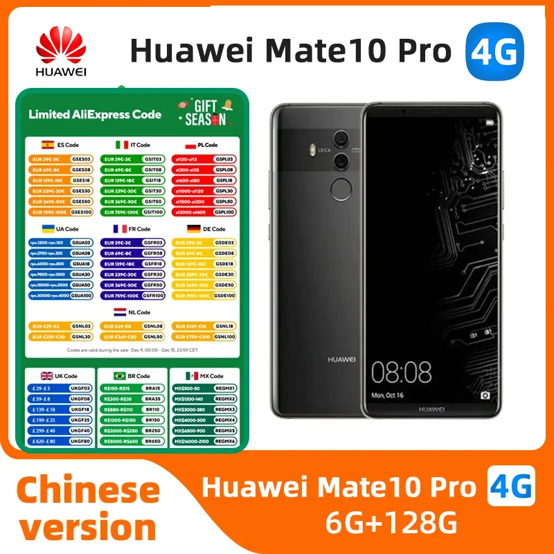 هاتف هواوي Mate10 Pro 4G الذكي وحدة المعالجة المركزية HiSilicon Kirin 970 سعة البطارية 4000mAh 12MP كاميرا أندرويد هاتف مستعمل أصلي