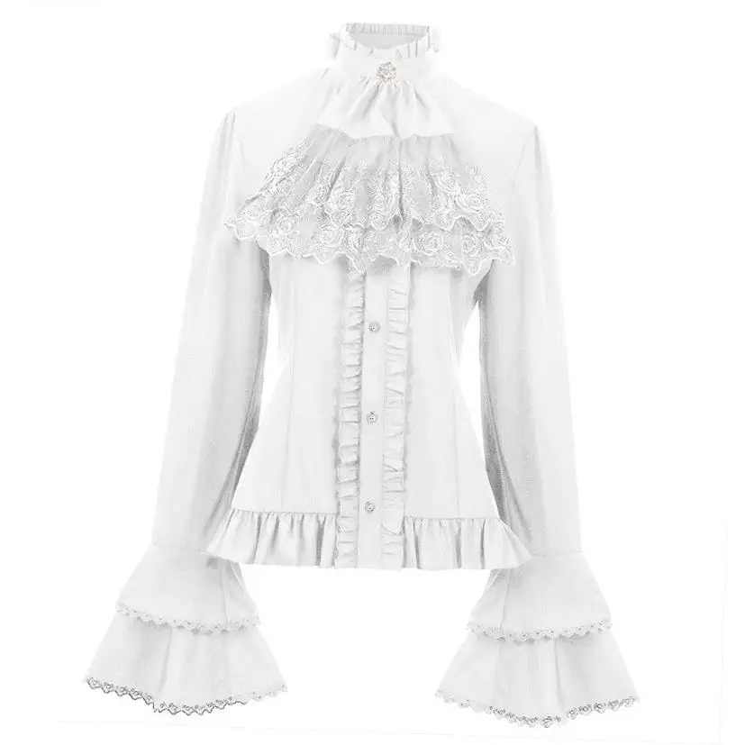 قميص نسائي مطوي لحفلات الهالوين وأزياء العصور الوسطى، زي مسرحي عرقي مصنوع من البوليستر، إصدار الربيع