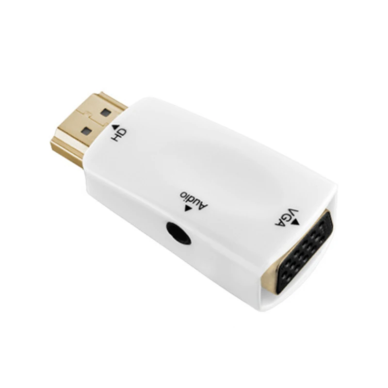 Adapter męski na VGA HD, żeński, kompatybilny z HDMI, 1080P, 720P, kabel konwertera Audio do PC, laptopa, TV, pudełko monitor do komputera,