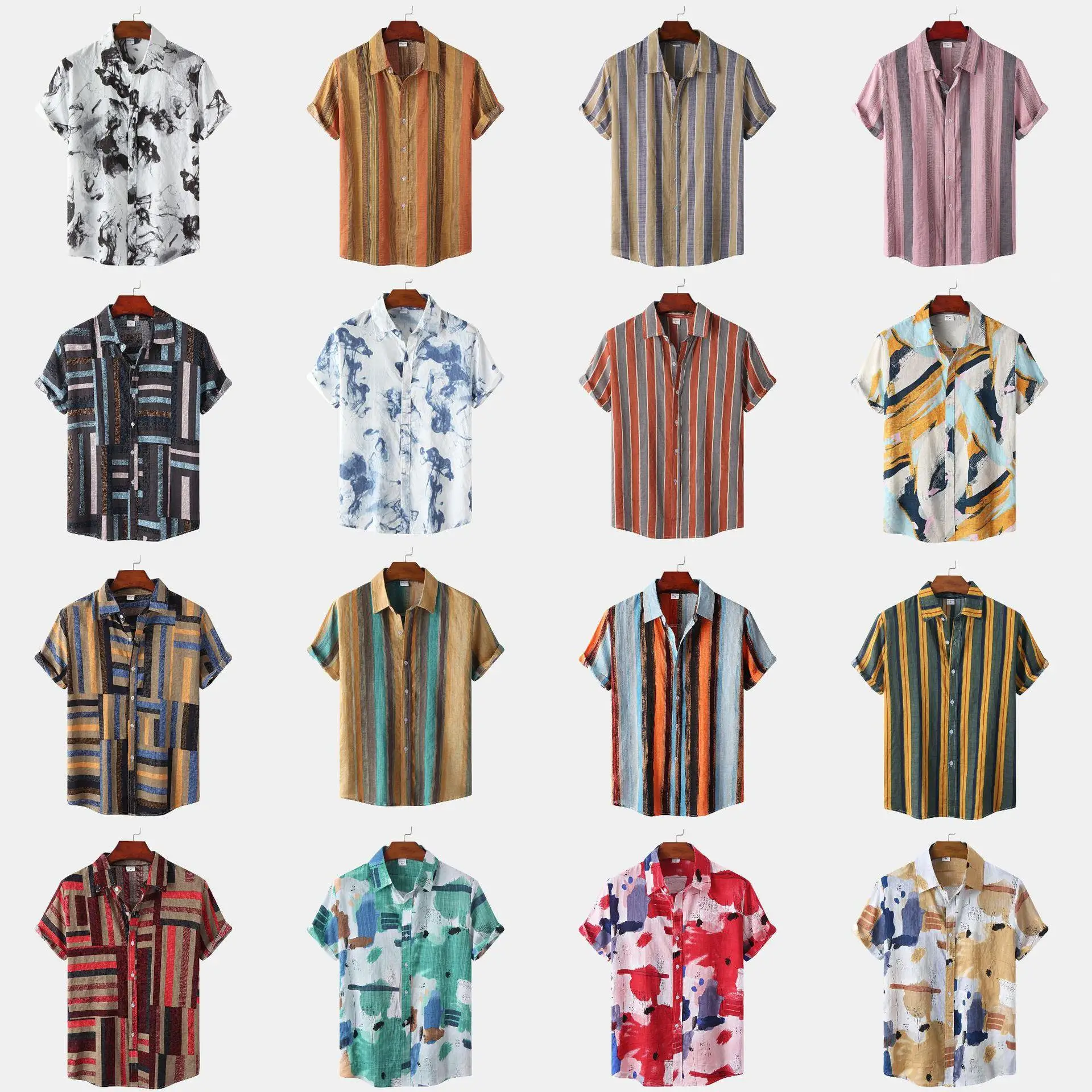 

Men's Beach Print Shirt Casual Short Sleeve Casual Style Not Easy to Shrink Other Material100% Printed Beach Pattern