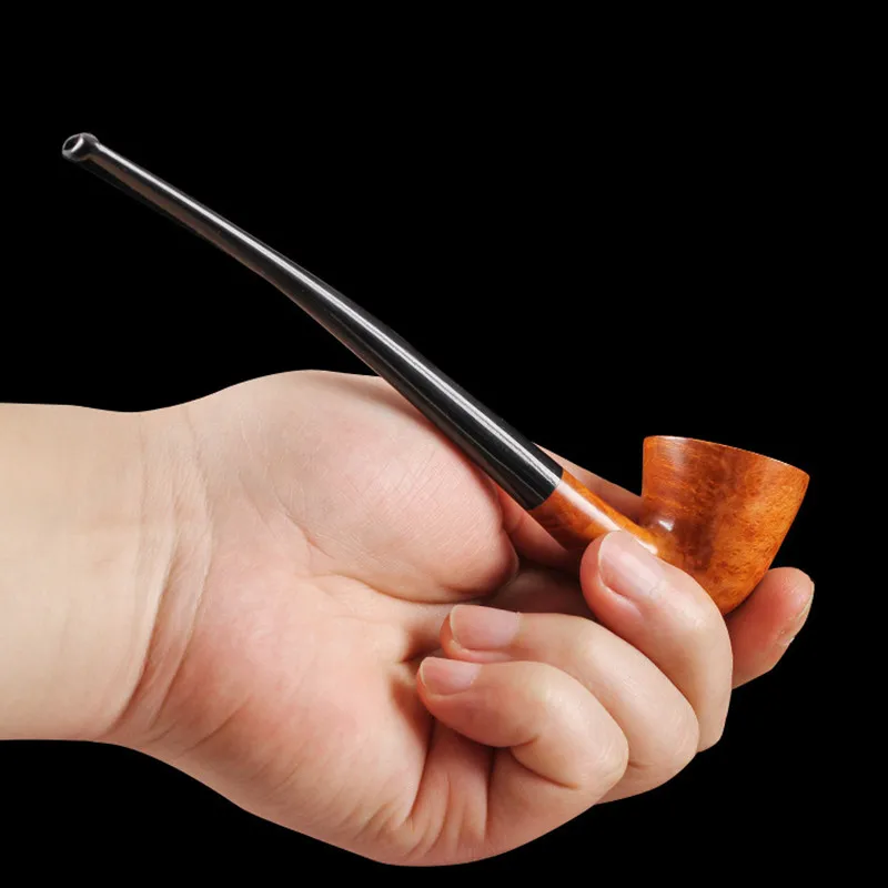 Long Briar Pipe Multi Choice Straight Smoking Pipe Best Briar Wood Pipe 3mm Filter Smoking Pipe Set Pipes for Smoking