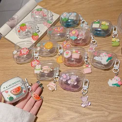 Cute 3D Flower Rabbit Bear Cherry Clear Headset Case For Lenovo LP40 Earphone Cover For Lenovo LP40 Pro Box Funda with Pendant
