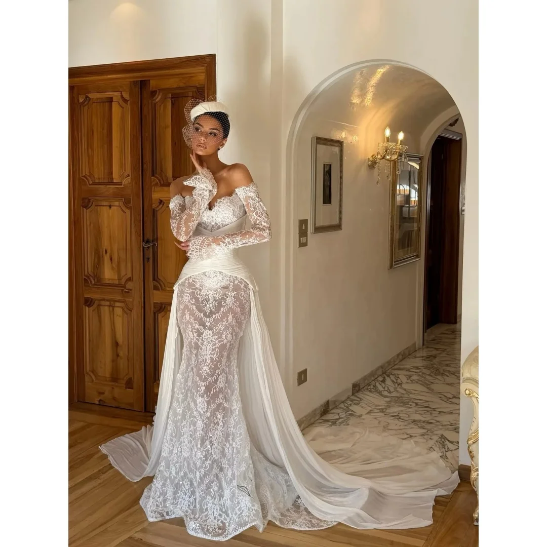Tokyo Customized Form‑fitting mermaid skirt Wedding Dress Large Floral Lace Appliques vestidos de noche Evening Dresses 2026