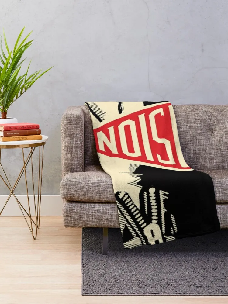 shepard fairey " noise and lies " Throw Blanket Fluffy Shaggy Blanket Sofa Blanket