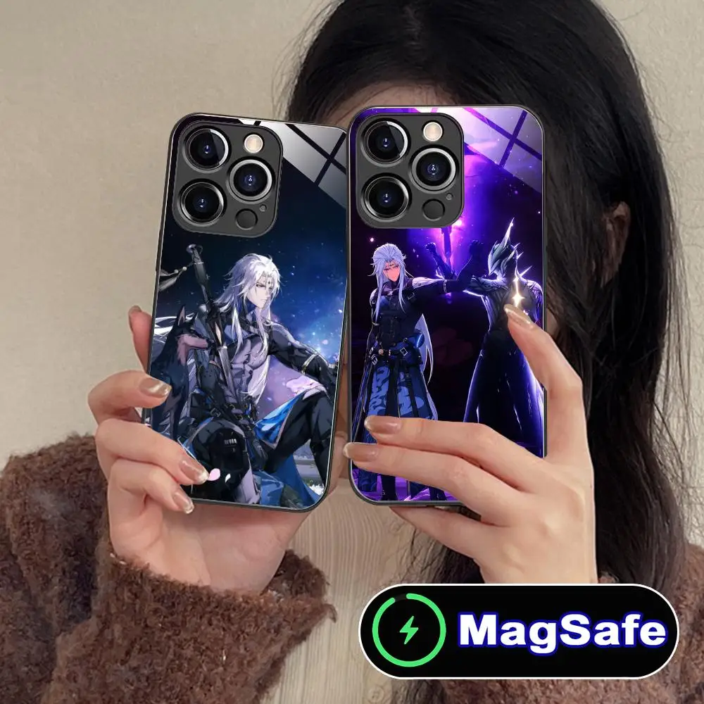 

Чехол для телефона Wuthering Waves Calcharo для iPhone 17, 16, 14, 13, 12, 11 Pro Max Plus Mini MagSafe, стеклянный цветной чехол, роскошный красивый чехол