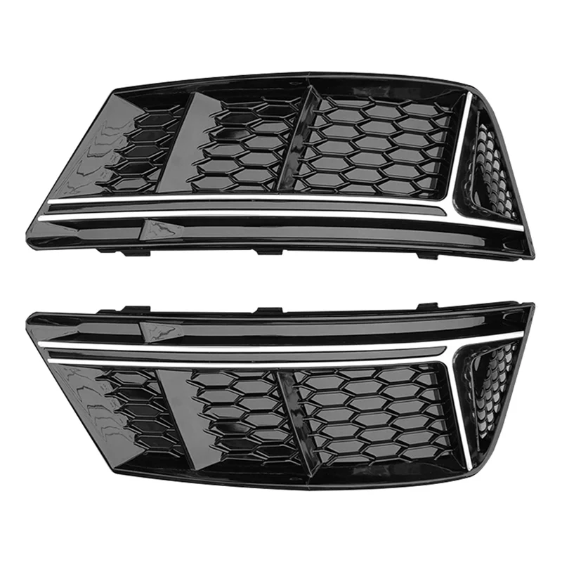 

For- A4 B9 Standard Bumper 2016-2019 Front Bumper Fog Lamp Cover Fog Light Trim Honeycomb Mesh