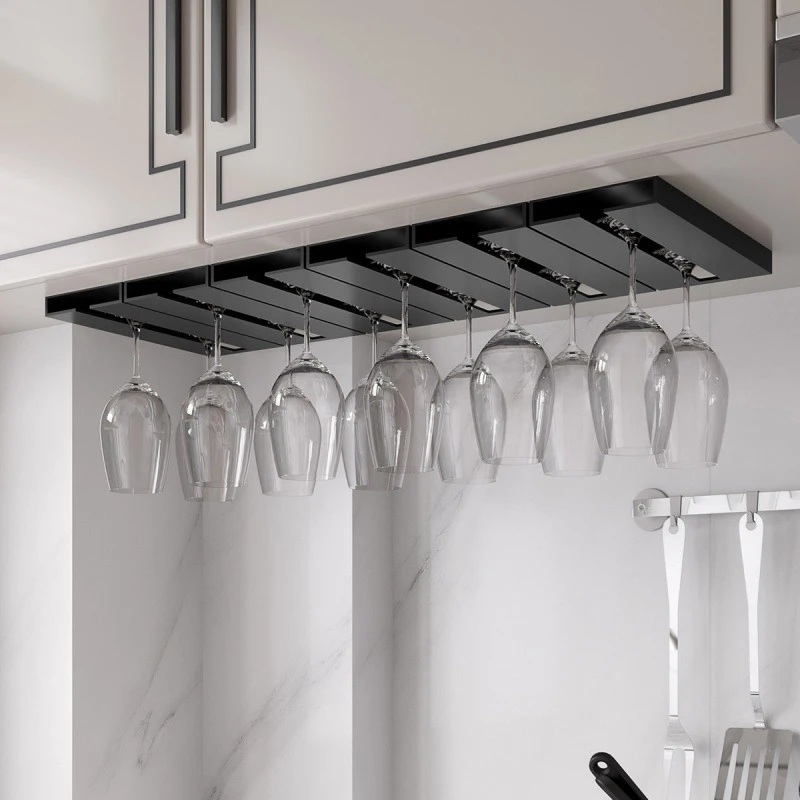 

Kitchen Cabinet Drill-Free Wine Glass Holder Wall Mounted Multifunctional Classified Mug Rack Storage Hanging Racks