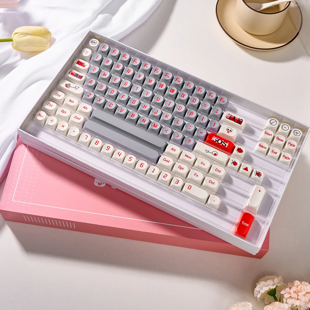 170คีย์ chillkey DDA keycaps 1.5mm Thermally sublimated PC keycaps โปร่งแสงที่กำหนดเองสำหรับการเล่นเกมแป้นพิมพ์กลของขวัญ