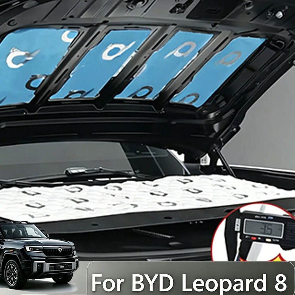 For BYD Leopard 8 Denza B8 2024-2026 Engine Hood Fireproof Insulation Cotton Bonnet Noise Reduction Modification Accessories
