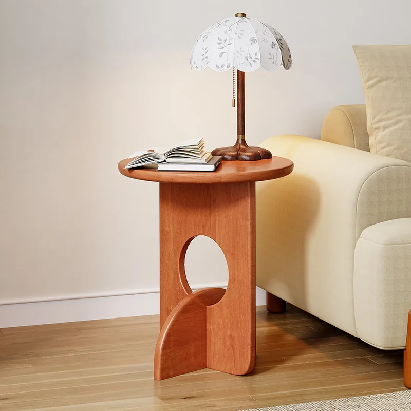 wabi-**** balcony tea table corner few simple small apartment bedside table medium antique solid wood
