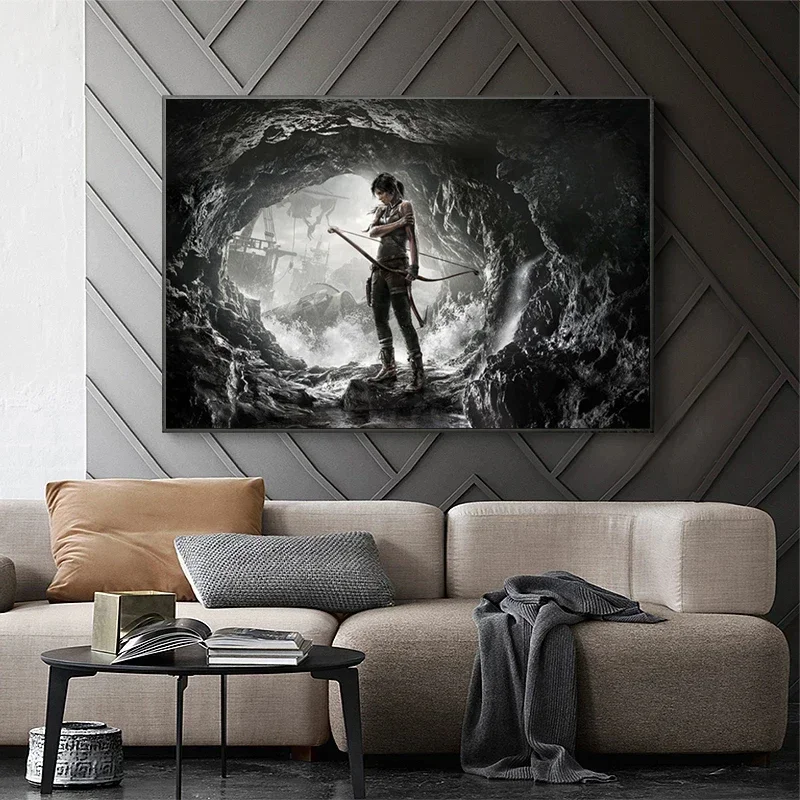 قماش تومب رايدر لعبة المشارك ديكور قماش اللوحة الملصقات صور فنية للجدران لغرفة المعيشة ديكور المنزل