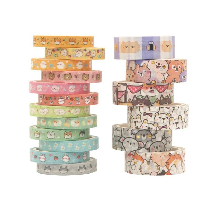 18 pcs/set Kawaii Animals Face Cartoon Washi Tape Set Masking Tapes Scrapbooking Diy Journal Stationery School Supplies Gift