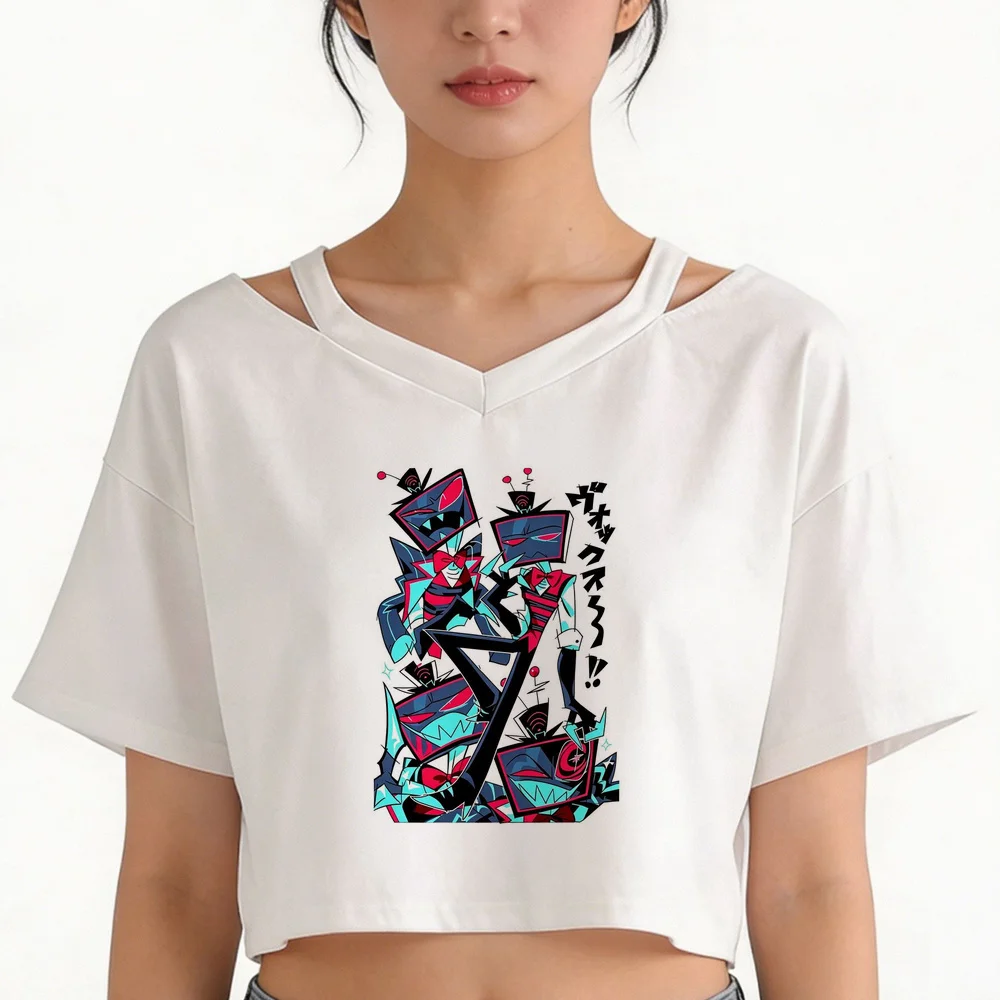Hazbin Hotel cropped top women baddie y2k cutecore top tees grunge harajuku vintage korean fashion cute