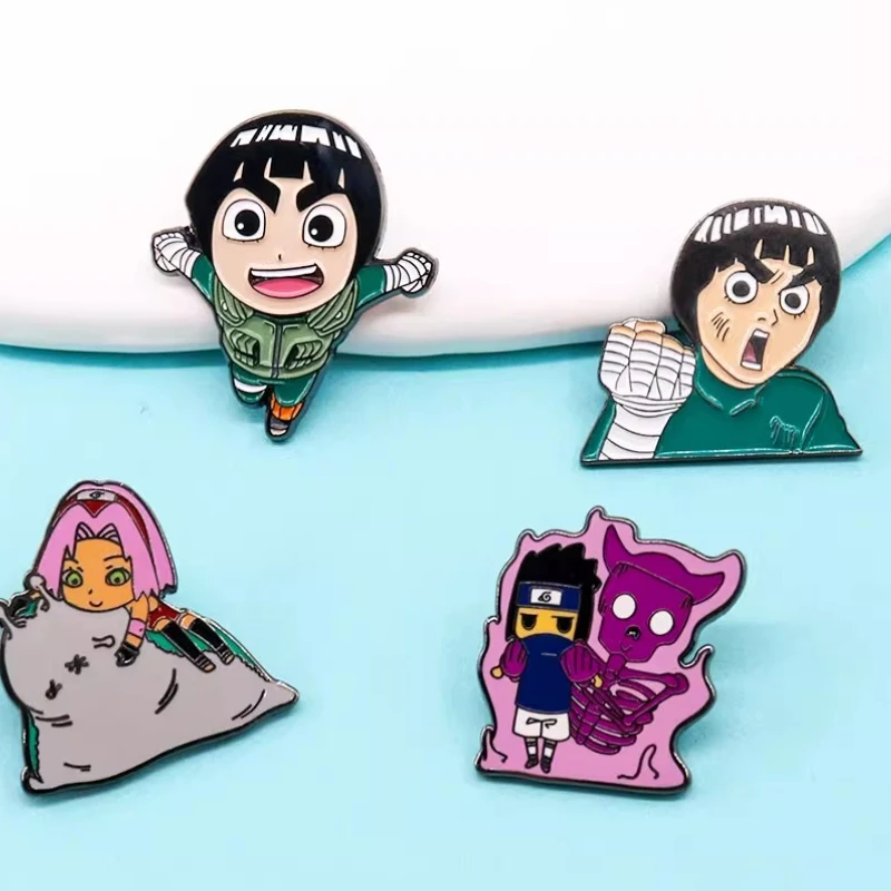 Japanese ninja manga enamel pin passionate youth Taijutsu Master-Rock Anime Role Brooch Mushroom Head Boy fans gift Badge