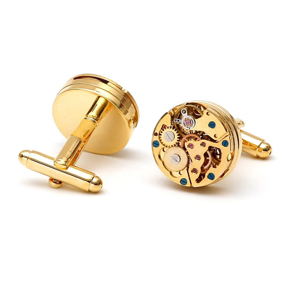 Steampunk Watch Movement Cufflinks Real Gear Mechanical Cuff Buttons Vintage Punk Men French Shirt Cufflinks Business Party Gift