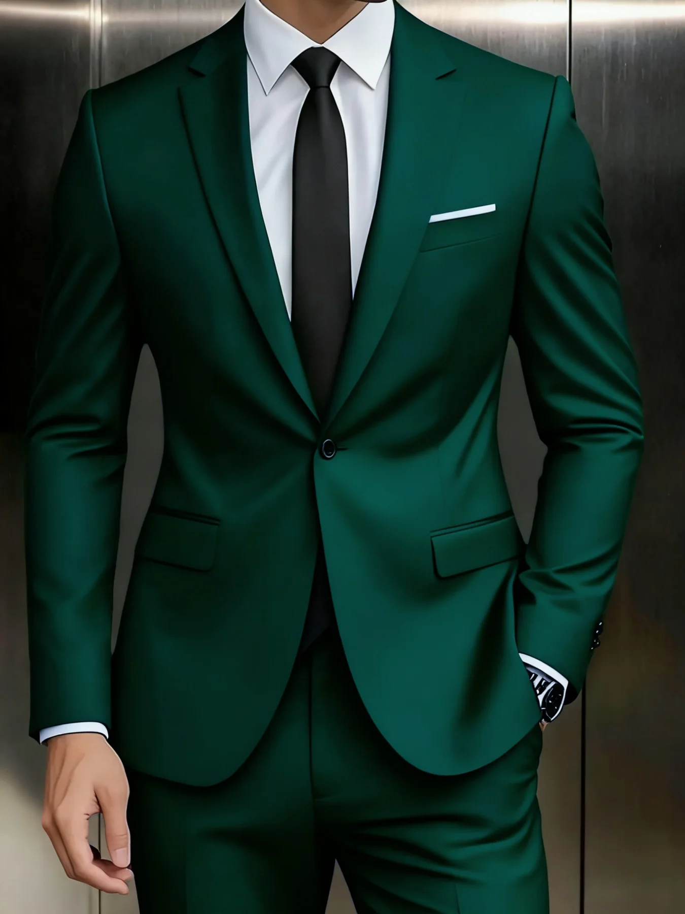 

2pcs Men's Suit Elegant Set, Jacket With Classic Collar And Trousers, Ideal for Wedding, Party And Formal Dinner