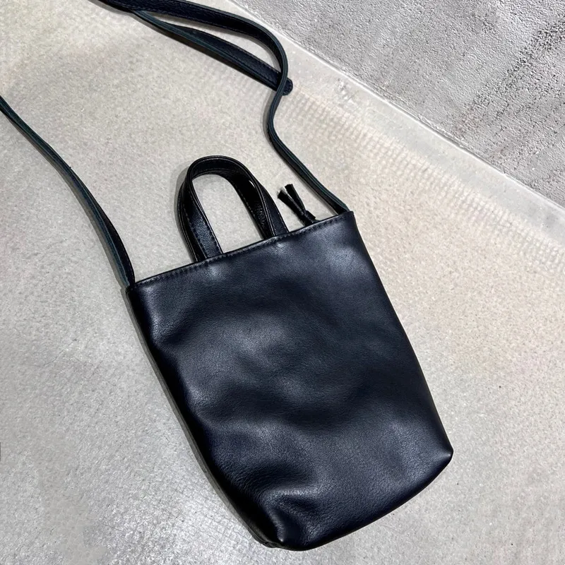 Natural Leather Handbags Small Women\'s Bags Vintage Genuine Leather Bags For Women Shoulder Crossbody Bag Black Cowhide Purse