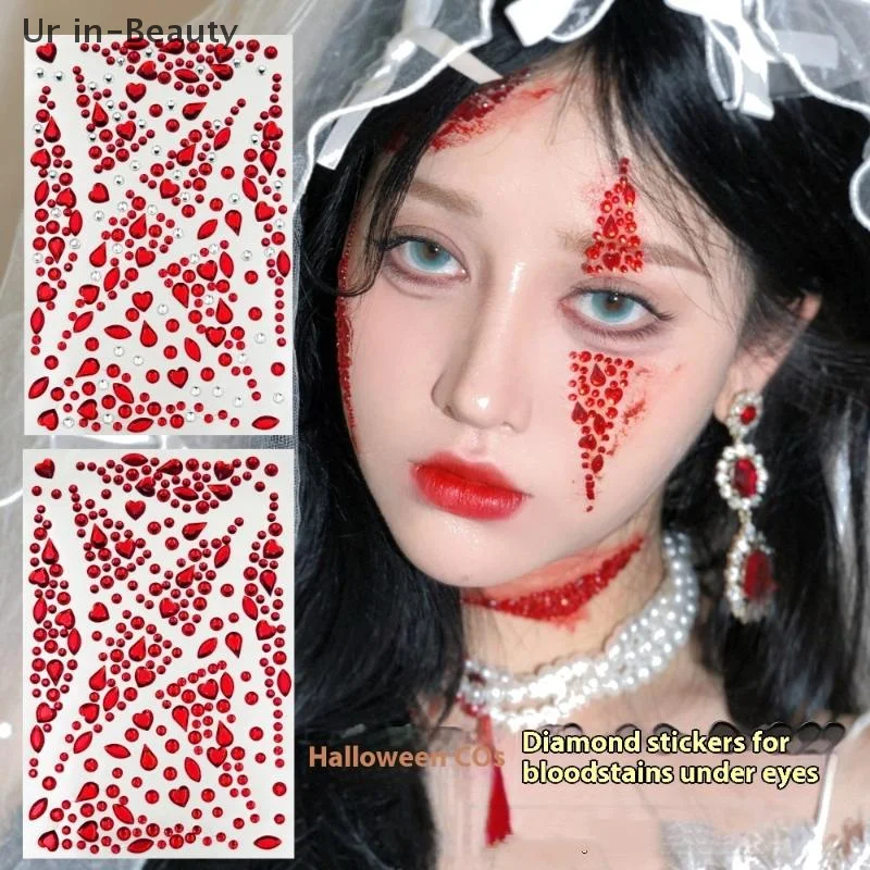 

Halloween Body Art Makeup Sticker – Bloodstains, Face & Jewel Design For Party, Festival, Carnival, Night Clubbing, Holiday Gift