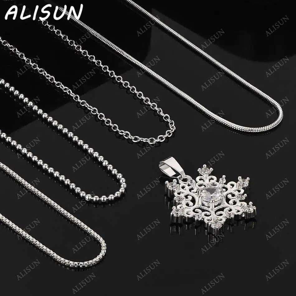 

ALISUN 40-75cm 925 Sterling Silver Snowflake Pendant Necklace For Women Men Charm Trend Birthday Gifts Fashion Party