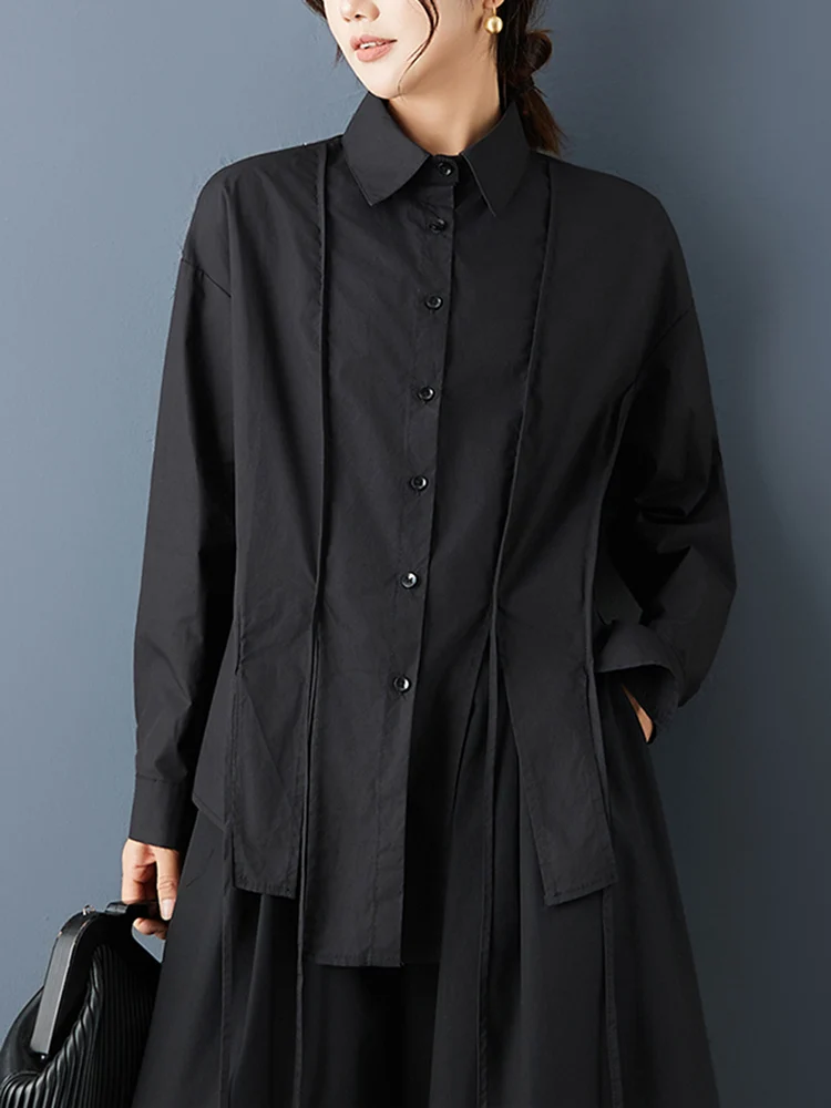 Asymmetrical Oversized White Vintage Shirt Women New Long Sleeve Loose Casual Korean Blouse Tops Clothing Spring Autumn 2026