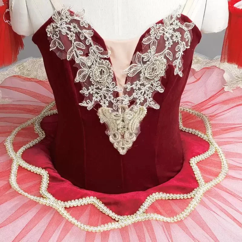 Robe Tutu de Ballet Professionnelle Rouge pour Adulte et Enfant, Costume de brevClassique, Ballerine, Plateau de Crêpes, Robe de Soirée pour Femme et Fille