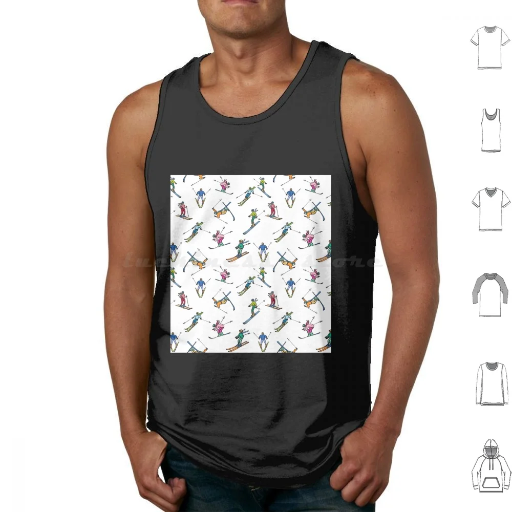 

Slippery Slopes Sleeveless Top Tank Tops Print Cotton Skiing Skier Ski Snow Snowboard Skiing Lover Funny Skiing Cross