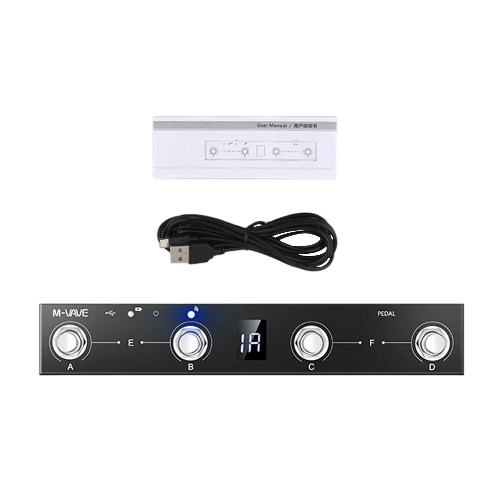 Portable MIDI Foot Controller 4 Button Bluetooth USB Multi Effects Pedal Wireless Page Turner for Android Ios PC Guitar