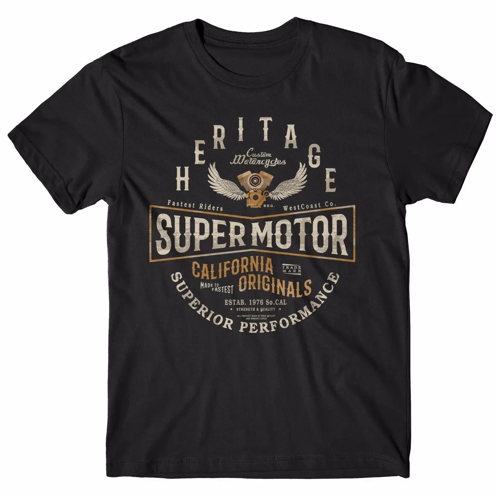 Classic Design Heritage Custom Motorcycles Super Motor T Shirt New 100% Cotton Short Sleeve O-Neck T-shirt Casual Mens Top