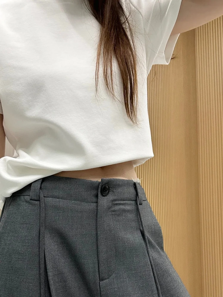   Hose mit weitem Bein für Damen, hohe Taille, lockeres bodenlanges Dstring-Design, lässige Anzughose, Ele-Schlankheitseffekt