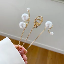 Fashion Metal Pearl Hair Stick For Women Girl Elegant Bride Hairpins For Bun Updo Wedding Bridal Hair Accessories Gift