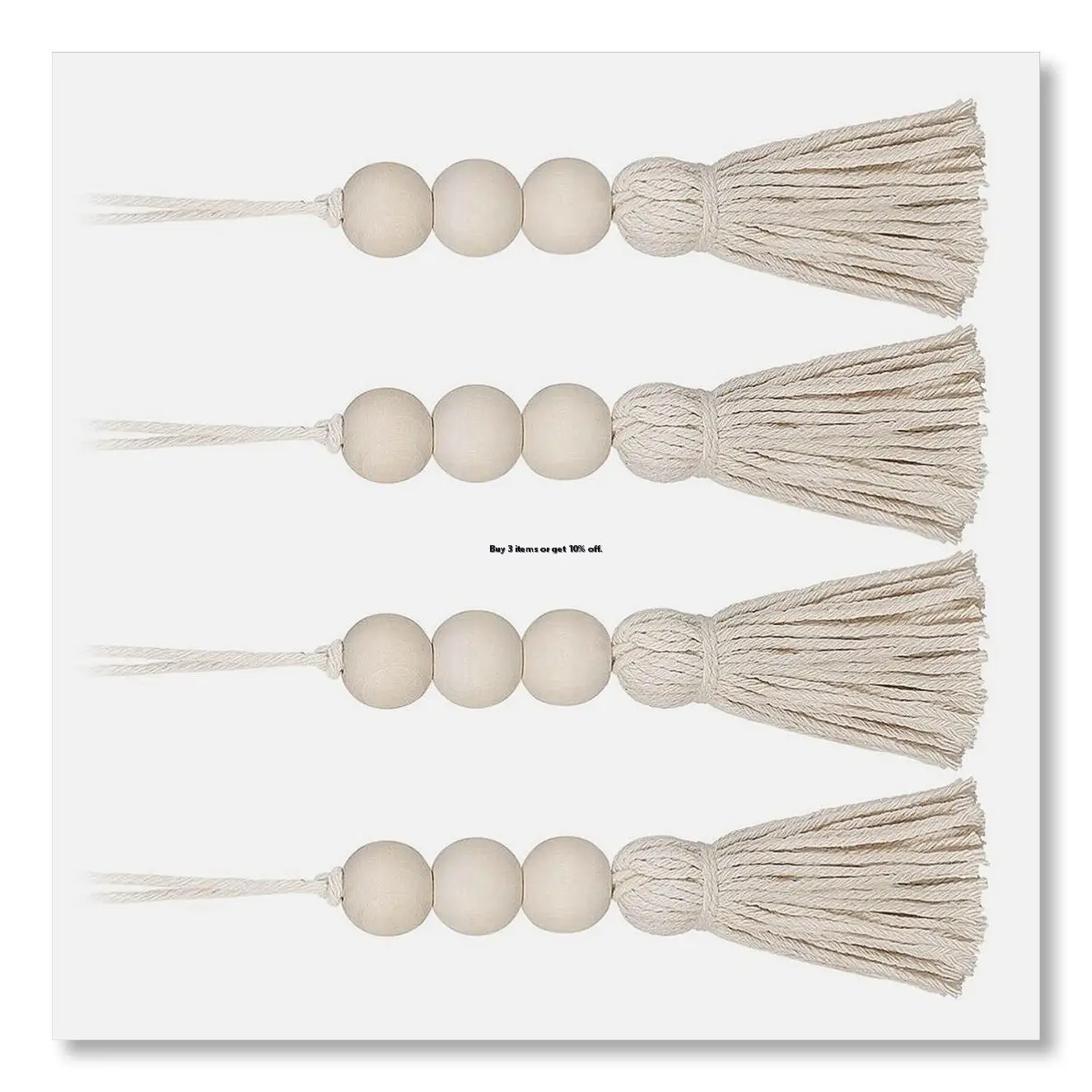 ✱Wood Bead Garlands,Farmhouse Beads Tassels, Rustic Country Decor Prayer Beads for Home Door Knob Decor(4Pcs)