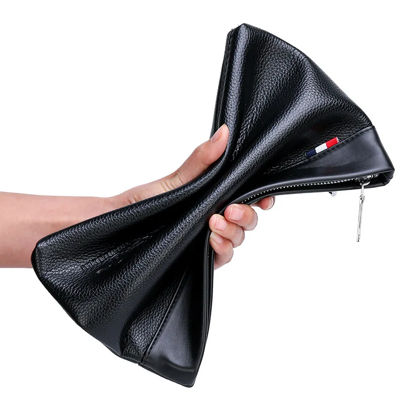 Business Simple Bag Fashion Casual Ultra-Thin Portable Zipper Wristlet Bag Cell Phone Bag Handbag Armpit Bag Men's Clutch Bag