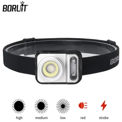 BORUiT B36 Mini LED Headlamp Zoom Headlight Use AAA Battery Head Flashlight Waterproof For Work Lighting Fishing Camping Lantern