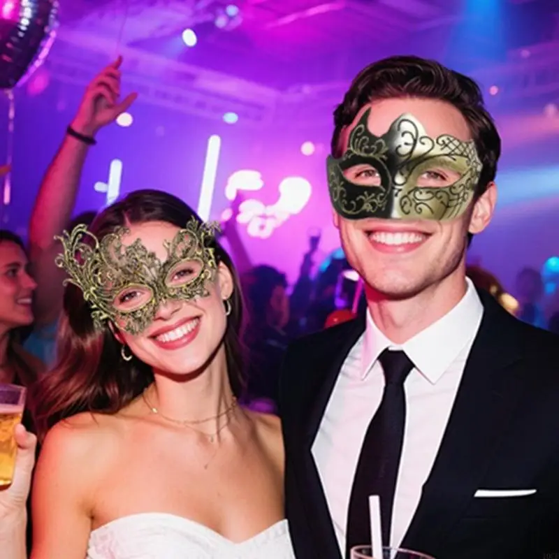 2pcs / set Halloween Masquerades Masque pour les hommes Men femmes Vénitiens masque Cosplay Costume Accessoires Party Masque