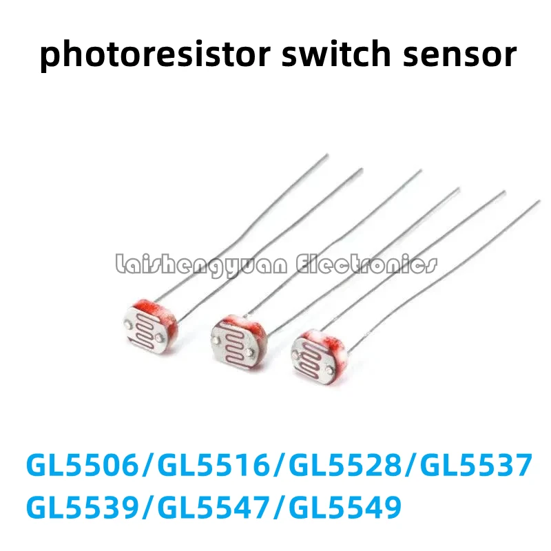 Sensor fotoelétrico do interruptor da detecção, resistor fotossensível, GL5506, GL5516, GL5528, GL5537, GL5539, GL5547, 100Pcs