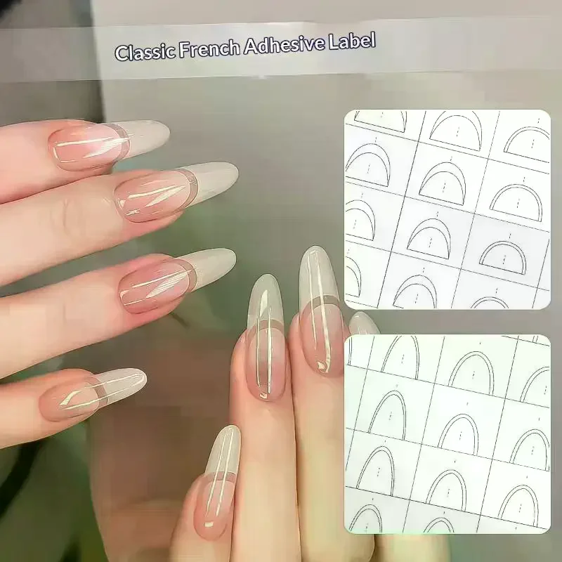 Hollow Transparent Lace Simple French Nail Stickers Self-Adhesive Slider Nail Art Decals Edges Templates Patting