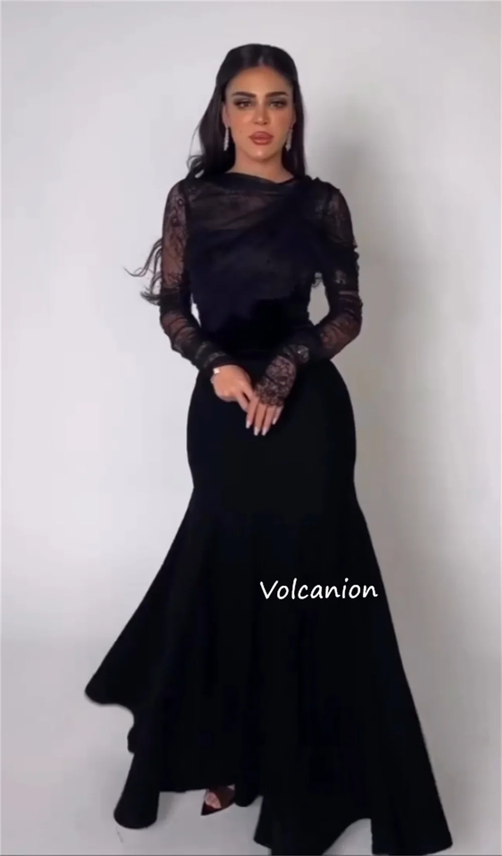 Personalizado jérsei plissado gola alta trompete vestidos longos sob medida ocasião noite moda festa elegante correspondência