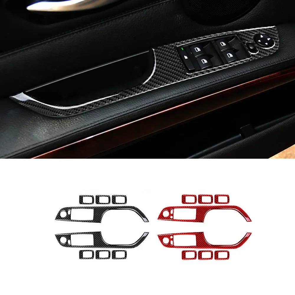 

For BMW 3 Series E90 E92 E93 325i 2005-2012 Carbon Fiber Car Window Lifting Button Panel Decorative Stickers Auto Accessoriess